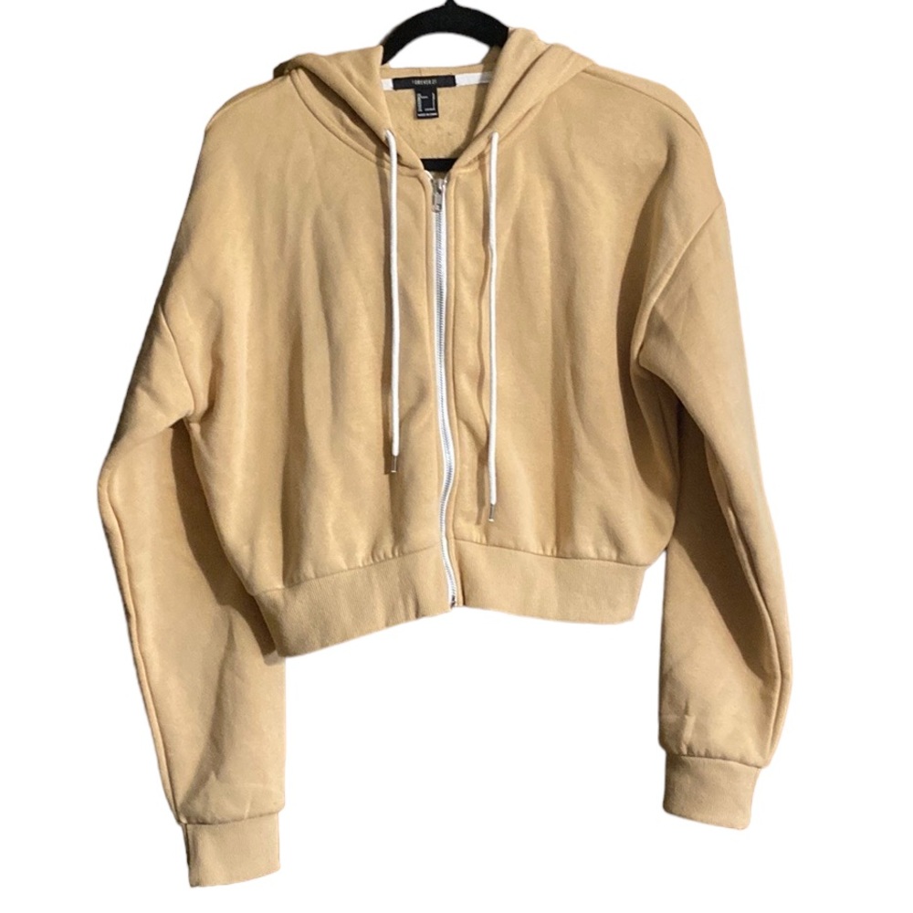Forever 21 Beige/Salmon Zip-Up Hoodie Womens’ Size L